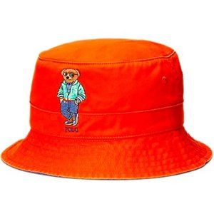 New Polo Ralph Lauren Men’s Polo Bear Chino Orange Outdoor Bucket Hat Medium S/M